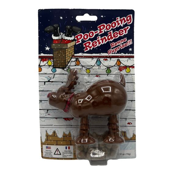 New PooPooing Reindeer Renne Surprise Holiday Figure In Package - Picture 1 of 5